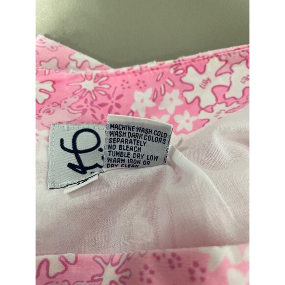 Lilly Pulitzer Skirt Size 10 Floral A Line Pink White Cotton Lined Summer Boho - Picture 4 of 7